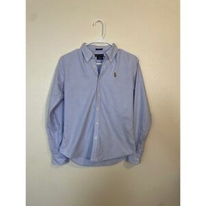 Ralph Lauren Mens Size 2 Slim Fit Oxford Button Down Shirt Light Blue Pony Logo